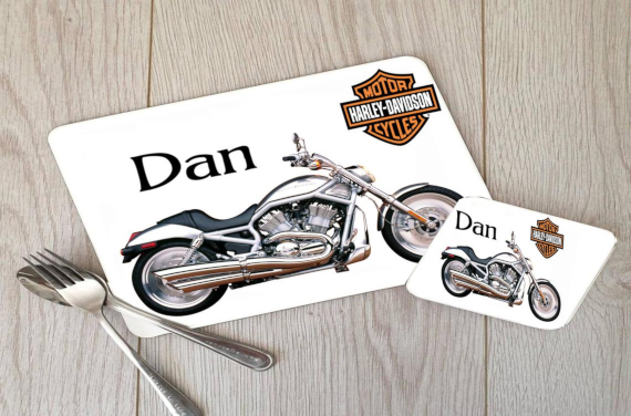 Motorbike Hardboard Placemat and Coaster Set